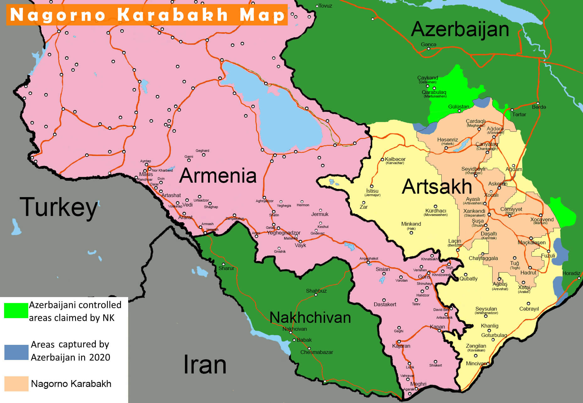 Nagorno Karabakh War Map 2020